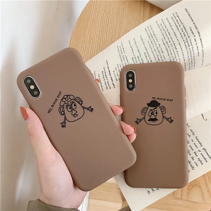 

Couples Cute Mr&Mrs Potato Patterned Case for Iphone X 6 6s 7 8 Plus Soft Silicon Back Cover for Iphone Xs/Xs Max Xr Fitted Case