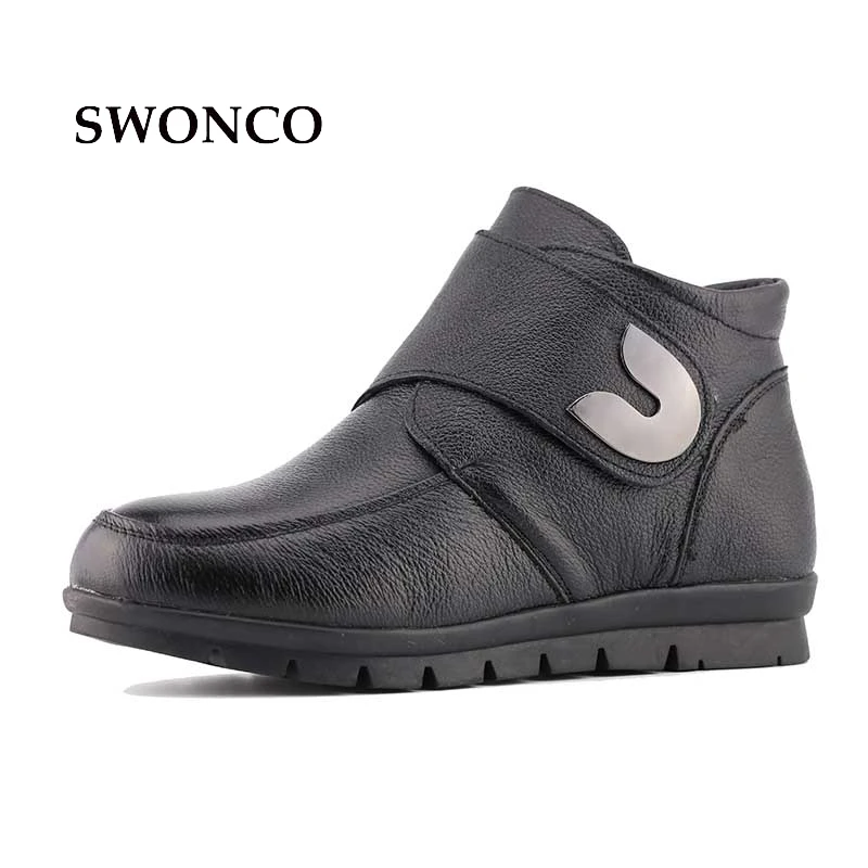 Winter Women Genuine Leather Wool Warm Snow Boots High Quality Non-Slip waterproof Ankle Boots Really Fur Mother Winter Shoes Winter Women Genuine Leather Wool Warm Snow Boots High Quality Non-Slip waterproof Ankle Boots Really Fur Mother Winter Shoes