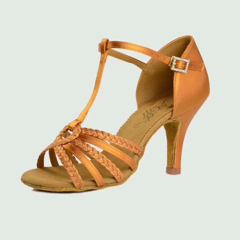 Дышащие кроссовки для бальных танцев женская брендовая обувь танцевальные спортивные латинские туфли высококлассные атласные каблуки 75 мм BD2368 Лидер продаж