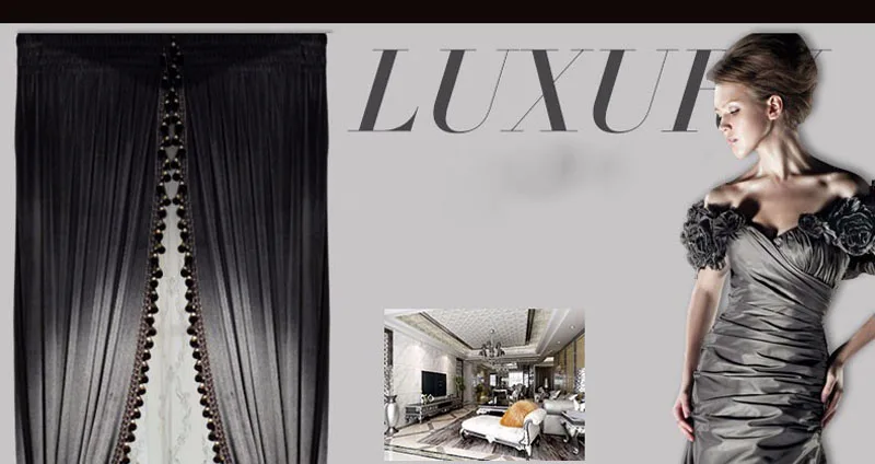 Плотный бархатный занавес украшение чистый роскошный для спальни Черный из Дубаи Роскошная драпировка для гостиничные занавески