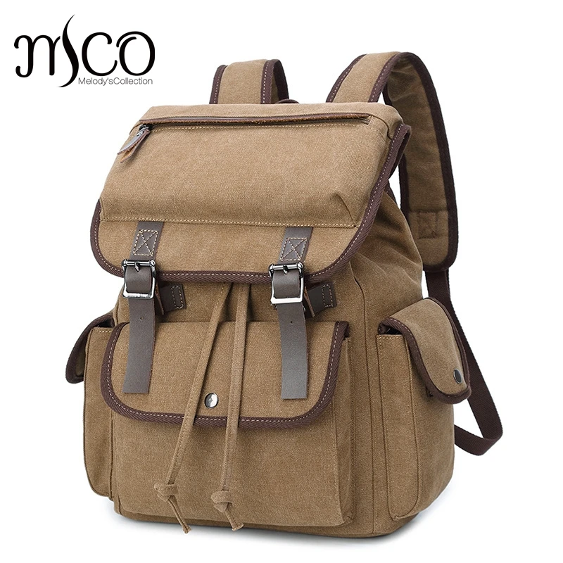 

men's vintage canvas backpack school Luggage Shoulder Bag Computer Laptop Versatile large capacity travel overnight backpack