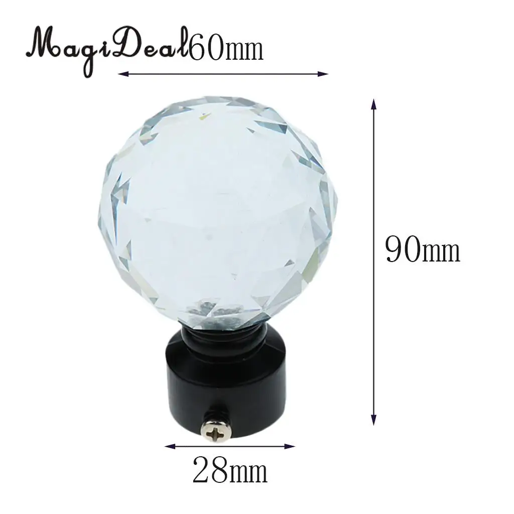 4-Piece Decorative Crystal Window Curtain Pole Rod End Cap Final Head 28mm Dia.