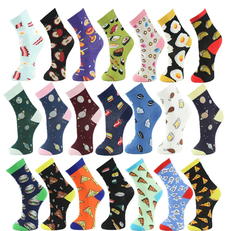 

Funny Socks Harajuku Food/Animal/Planet Creative Women Socks Hip Hop Cartoon College Style Happy Socks Women Calcetines Mujerc