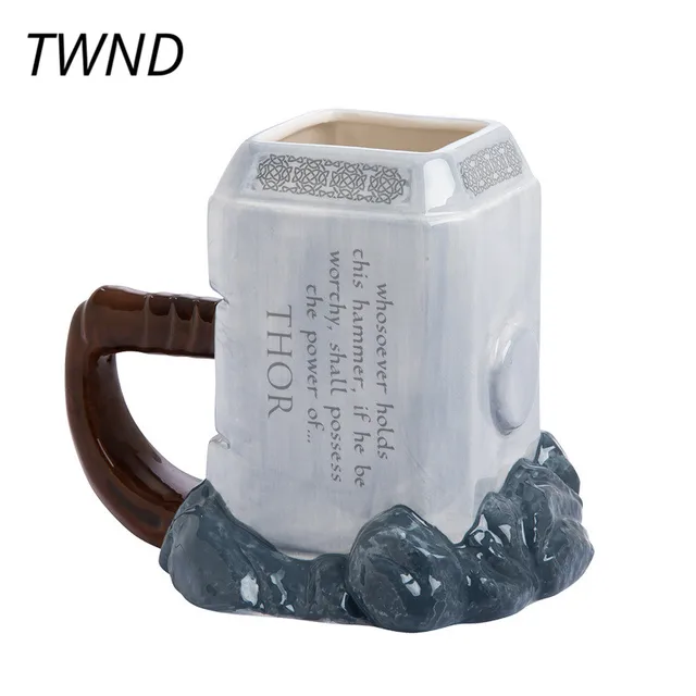 Cheap 600ML 3D thor coffee mugs hammer marvel thor mjolnir ceramic sculpted mugs and cups creative large capacity tea mark drinkware Cheap 600ML 3D thor coffee mugs hammer marvel thor mjolnir ceramic sculpted mugs and cups creative large capacity tea mark drinkware