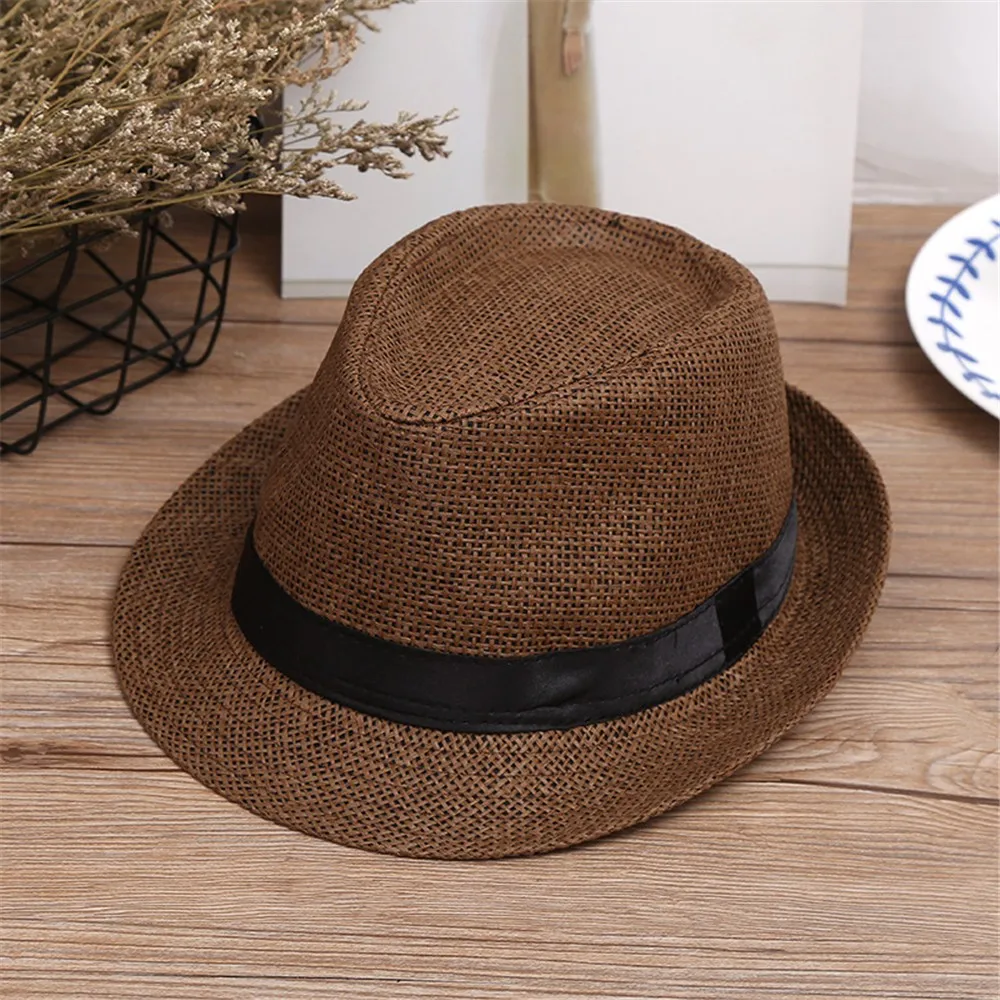 Sunhat летняя пляжная соломенная шляпа для детей джаз Панама Федора гангстер
