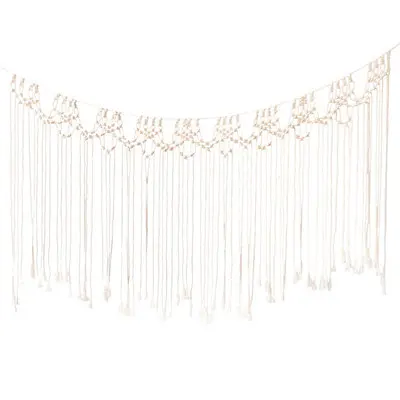 Бежевый New Hand Knotted Macrame Wall Bohemia Bedside Tapestry Ins Bedroom Tassel Cotton Wall Hanging Tapestry with Lace Fabrics - Цвет: Бежевый