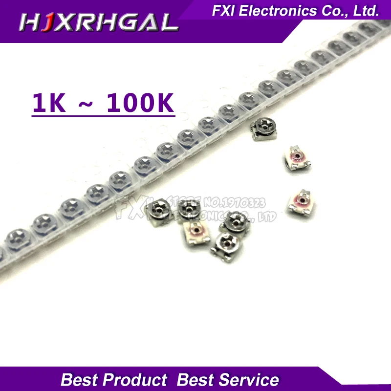 20 шт. сопротивление обрезки 1K 2K 3K 5K 10k 20K 50K Ом 3*3 smd Регулируемое 3x3 Сопротивление