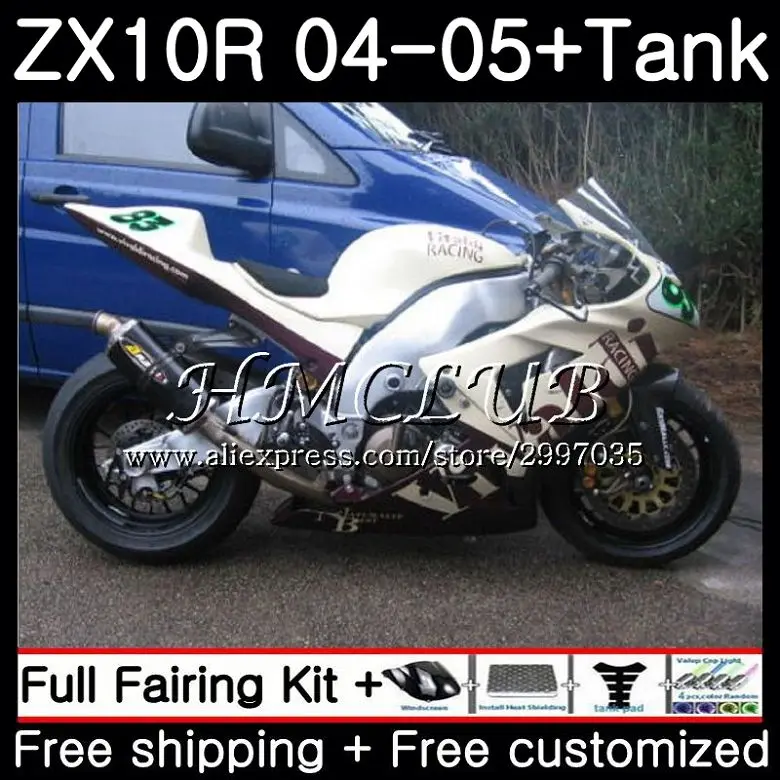 Тела+ майка для KAWASAKI NINJA темно-красный белый ZX1000 C ZX 10 R ZX-10R 2004 2005 60HC. 8 ZX1000C ZX10R 04 05 ZX 10R 04 05 обтекатели