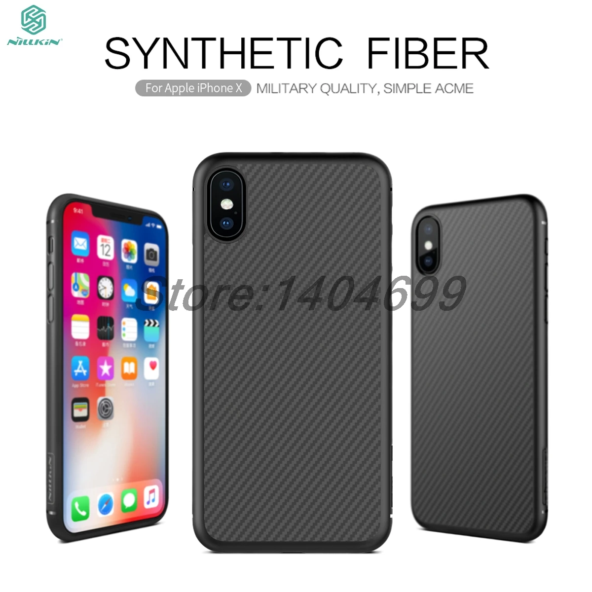 

sFor iPhone X Case Synthetic Fiber Hard Back Cover PP Plastic Nillkin Carbon Fiber Case For Apple iPhone XS