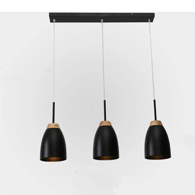 

Home Black Cord Pendant Lights & Lighting Suspension Iron Shade Hanging Lights For Dining Room Wood Light E27 Kitchen Bar Lampe