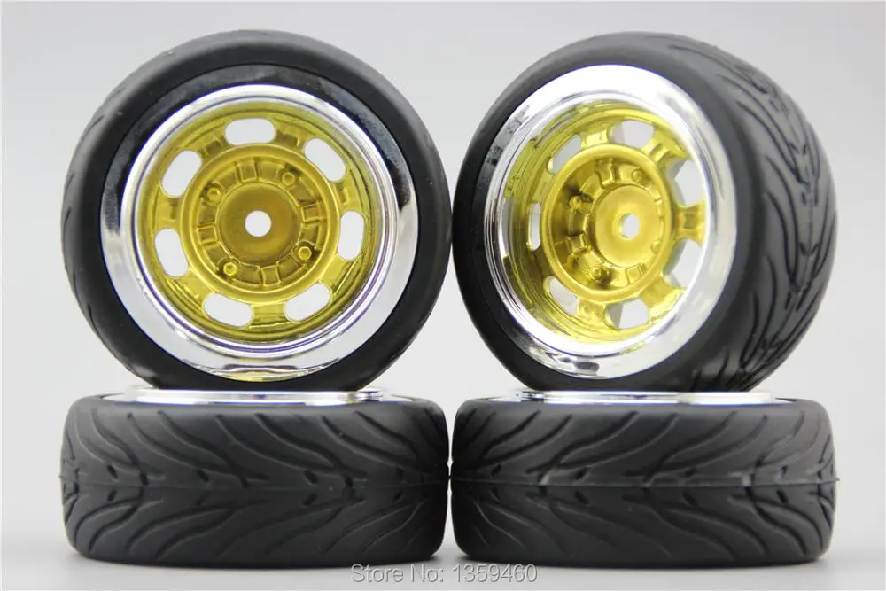 4pcs RC 1/10 Soft Rubber Touring Car Tire Tyre Wheel Rim Classic2CG 6mm