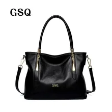 Gsq bolso de las mujeres de moda de cuero genuino de la alta calidad mujeres de cuero messenger bags bolsa de hombro famoso diseñador de marcas de asas