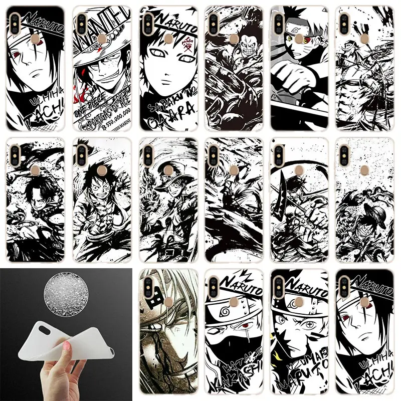 

Phone Case Cartoon Sketch Naruto One Piece style For Xiaomi Redmi Note 7 6 5 4x redmi 7 6pro 6a s2 5a 4a 4x 5plus y3 Soft Cover