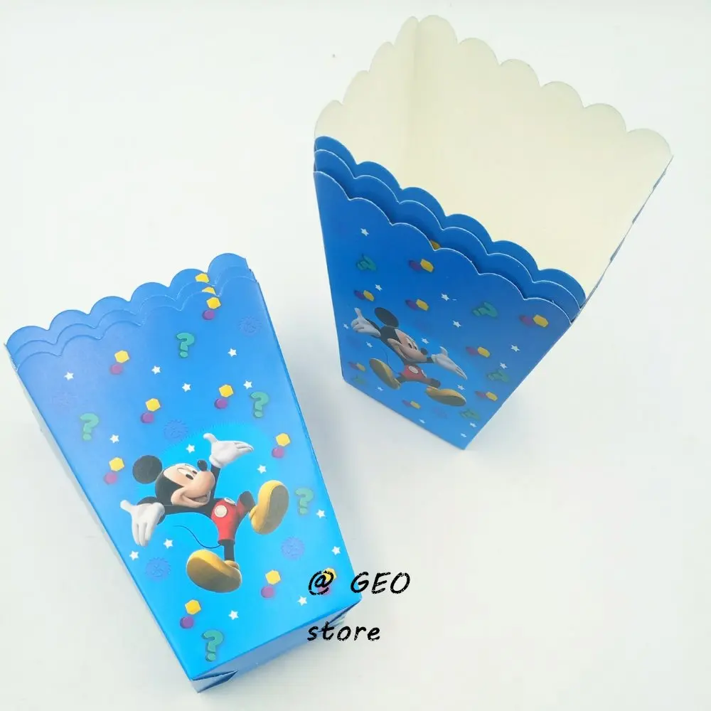 

6pcs/set Mickey Mouse Kids Birthday Party Supplies Popcorn Box Case Box Favor Accessory Birthday Party Decoration