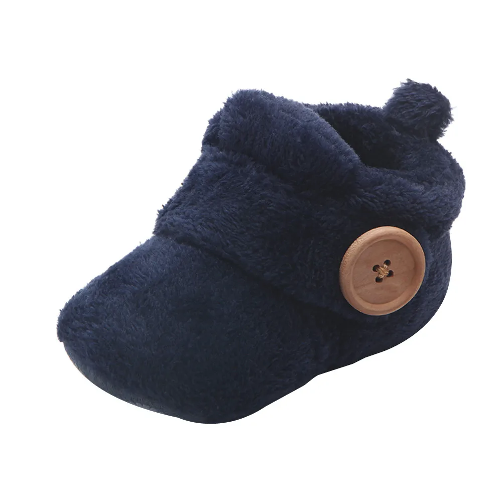 Зимняя симпатичная обувь для малышей прогулочные туфли для детей ясельного возраста Детские с круглым носком на плоской подошве мягкие тапочки 15