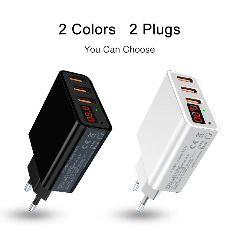 LED Display Smart 3 USB Charger For iPhone Samsung Xiaomi USB Adapter (2)