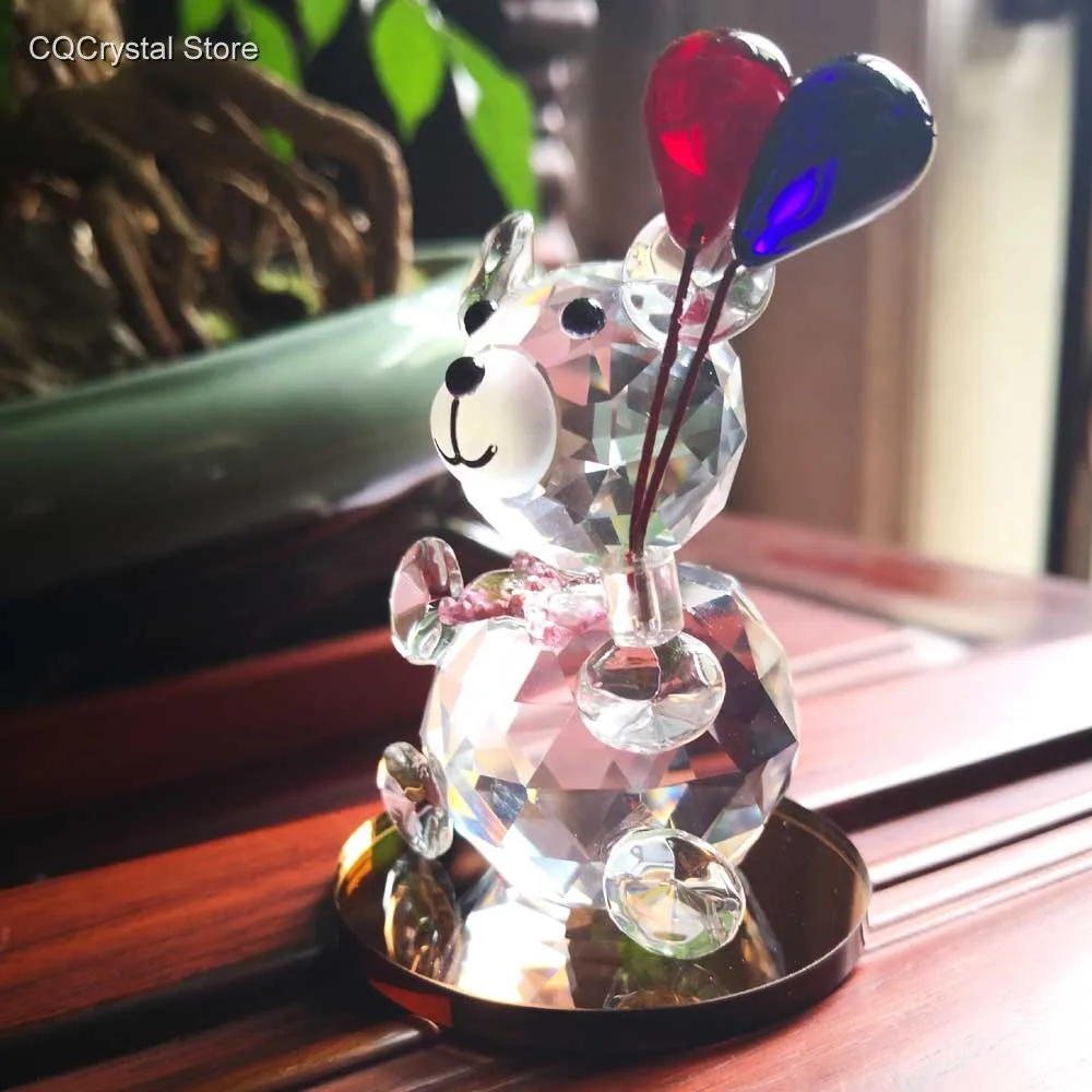 

Crystal Bear Paperweight Car Ornament Decor, Glass Animal Bear Figurines, Mr. Bear and Rose Home Decor Xmas Mother's Day Gift
