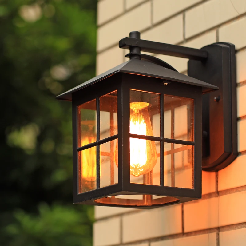 Американский стиль современный китайский короткий Открытый водонепроницаемый настенный светильник балкон Ностальгический винтажный настенный светильник