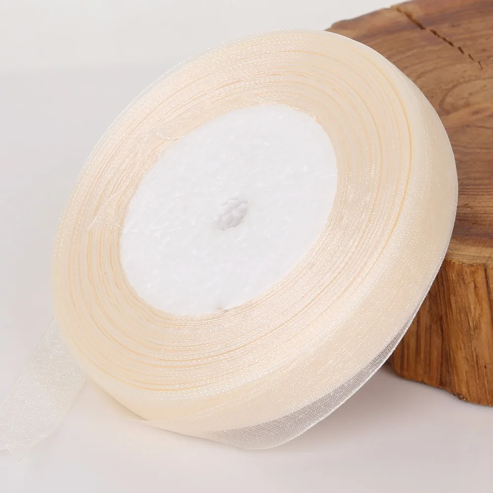 Ivory 15/20/25/38mm 45Meters(50yards) Organza Ribbon Apparel Sewing Fabric DIY Gift Pack Wedding Decoration Tapes Party Supplies ribbon decoration ribbon supplies organza ribbon