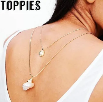 

2019 Summer Women Pearl Sea Shell Necklace Bohemian Vintage Women Holiday Style Jewelry Shell Necklace
