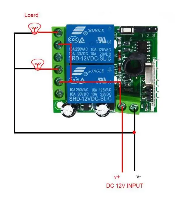 DC 12V Мини 2CH RF беспроводной переключатель системы дистанционного управления