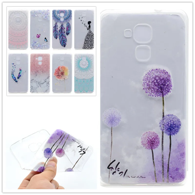 

Transparent Soft Silicone TPU Phone Case For Huawei Honor 5C / Honor 7 Lite / GT3 Back Cover Tower bicycles Painted Pattern