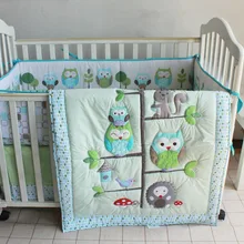Ups бесплатно 7 шт мультфильм сова детские постельные принадлежности набор детская люлька белье для детской кроватки набор cunas одеяло в кроватку защитный бортик кровать юбка в комплекте