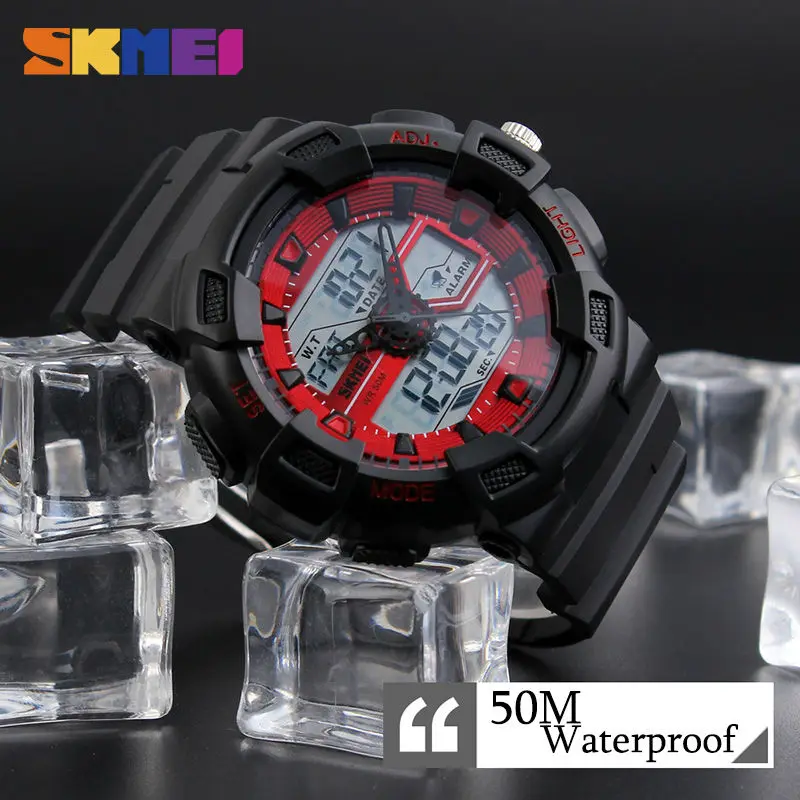 Cena SKMEI męskie zegarki Outdoor Quartz sportowe zegarki na rękę moda Casual wielofunkcyjne 50M wodoodporny zegarek chłopiec Relogio Masculino