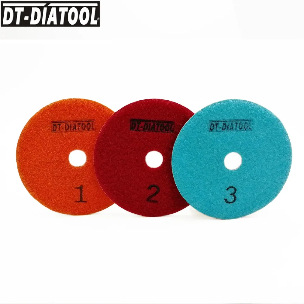 DT-DIATOOL 3 Steps Diamond Polishing Pads Resin Bond Sanding Discs Wet or Dry For Marble Granite Stones Concrete 100mm/4