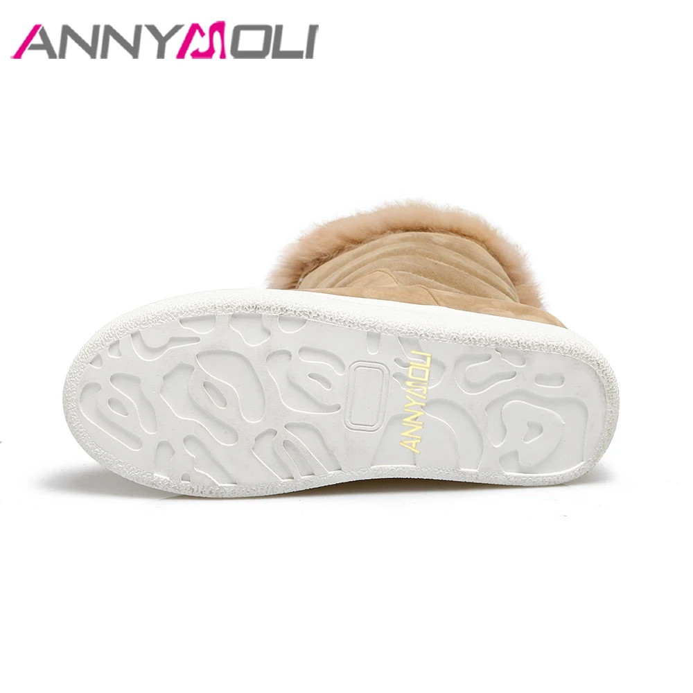 ANNYMOLI/женские зимние сапоги до середины икры на платформе со скрытым каблуком