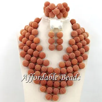 

Coral Nigerian Wedding Beads Unique Bridal Jewelry Set Popular Style Wholesale Free Shipping BN490