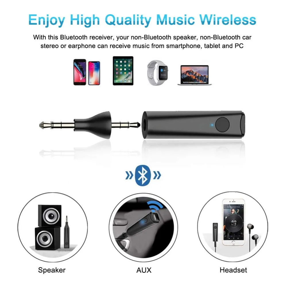 Мини беспроводной Bluetooth 5,0 приемник, портативный Bluetooth Автомобильный Aux аудио адаптер, 3,5 мм Bluetooth музыкальный приемник для наушников