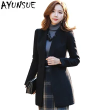 AYUNSUE большой Размеры мода Базовая куртка Блейзер Для женщин шерстяной костюм с длинным рукавом Дамы Осеннее пальто Повседневное женский пиджак LX1363