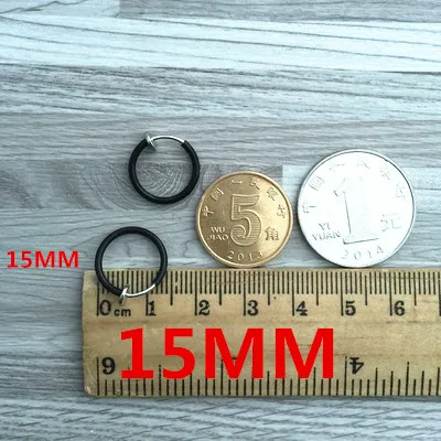 black 15mm Невидимые весенние серьги-клипсы для женщин и мужчин без пирсинга для ушей, губ, носа, серебряные маленькие круглые золотые модные ювелирные изделия - Окраска металла: black 15mm