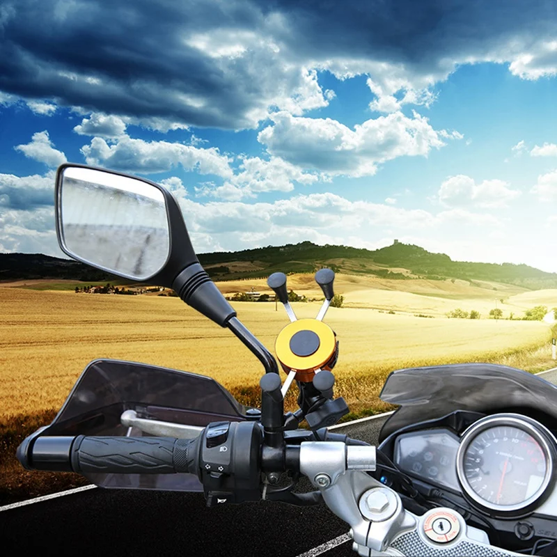 2In1 Usb Universal Rechargeable Motorcycle Phone Holder 360 Motorbike Universal Rotating Mount Mobile Rearview Mirror Phone St