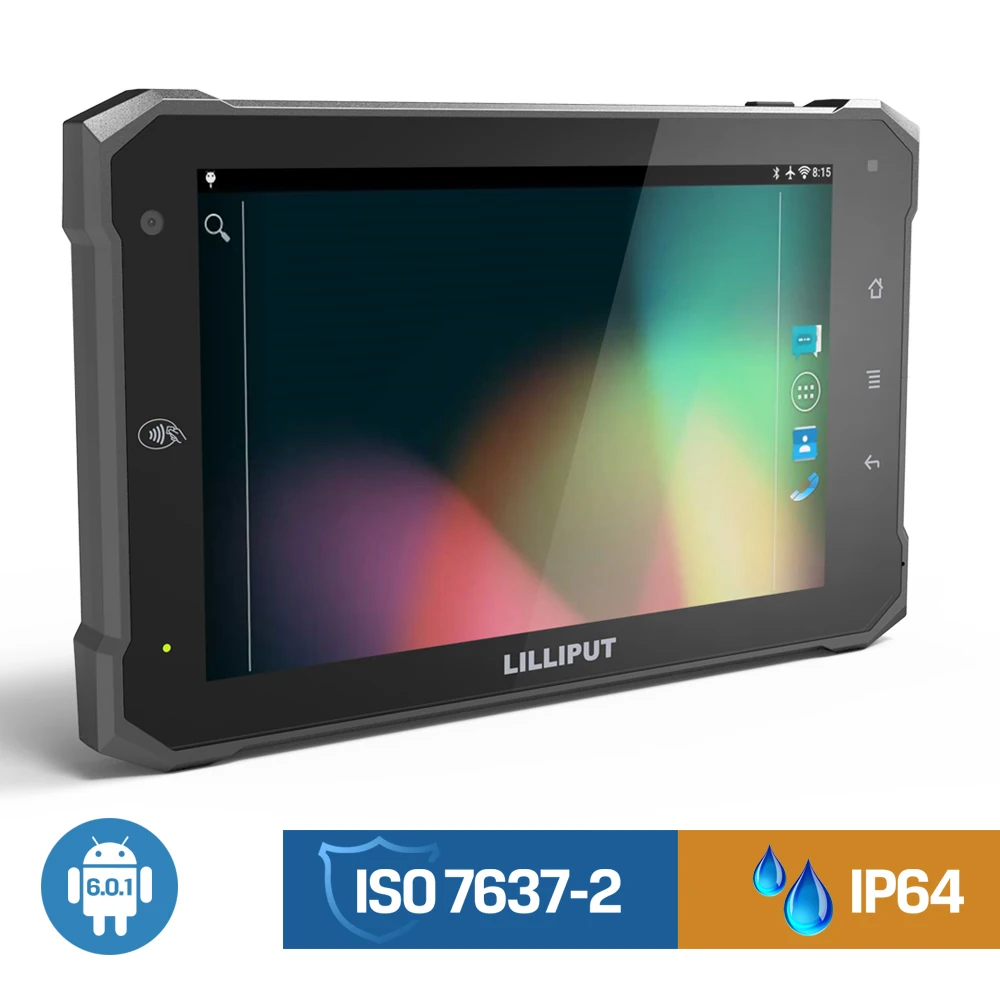 LILLIPUT PC-7146 ips " в кабине Прочный планшет Android PC IP64 водостойкий четырехъядерный 1,1 ГГц 1 Гб оперативной памяти Wi-Fi Bluetooth 4 г gps ACC GPIO