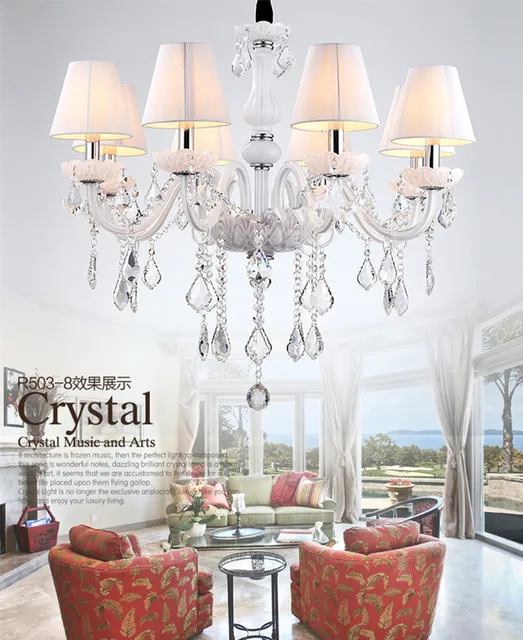 6 Arm Home Lighting Crystal Mini Chandelier Led Candle Chandeliers 6 Arm Home Lighting Crystal Mini Chandelier Led Candle Chandeliers With Fabric Lamp Cover Modern