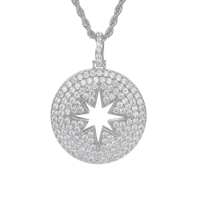 

Iced Out Cubic Zirconia Stone Round Circle Hole Pendant