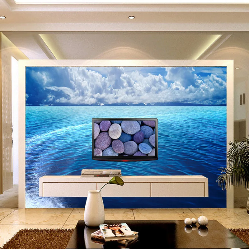 Пользовательские 3D фото обои море и небо пейзаж Большая фреска для Гостиная диван ТВ Фон Нетканые обоев декор