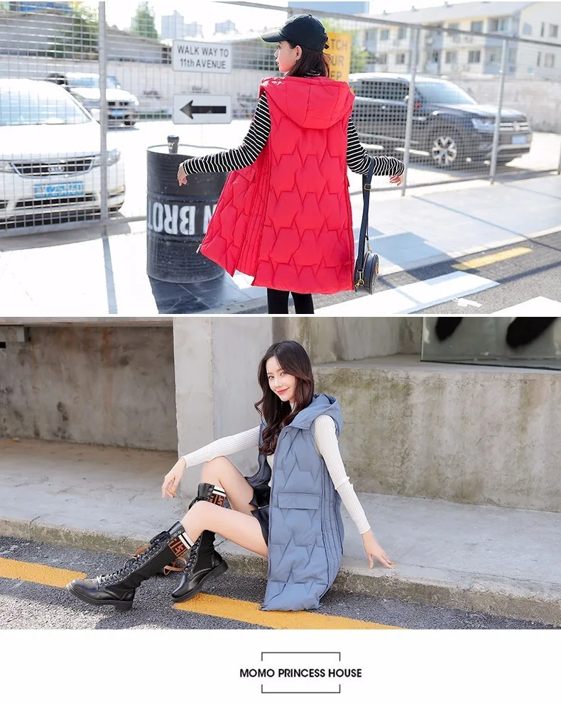 BJCJWF New fashion long vest women Sleeveless Jacket gilet femme chalecos para mujer Winter Autumn Casual Slim thick warm