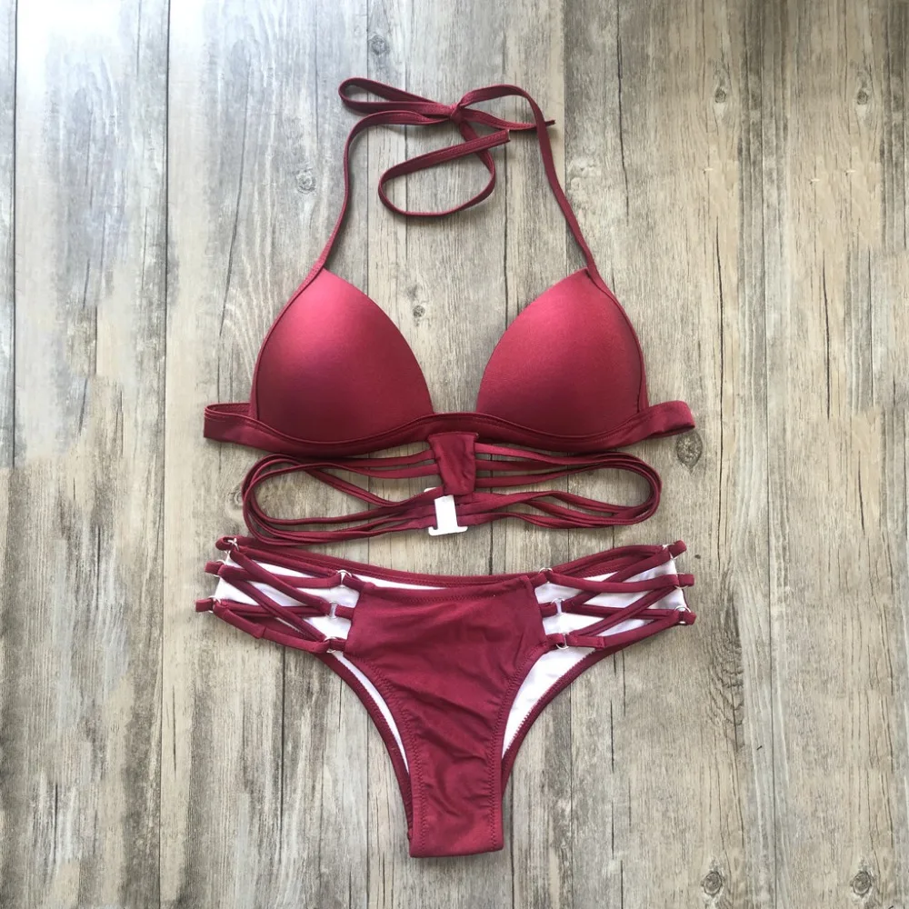 2019 woman summer casual sports sexy bikini set bronzing split beach swimsuit suit push up pretty bikinis e fatos de banho 40J5 (12)