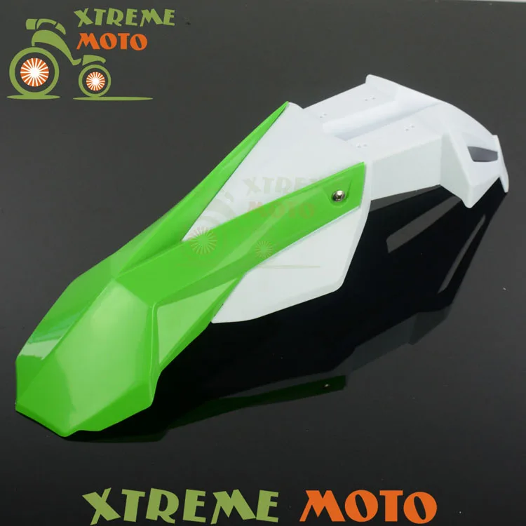 

Green+White Front Fender Mudguard For Kawasaki KX65 85 125 250 500 250F 450F KLX450R 150 250 Motocross Enduro Dirt Bike Off Road