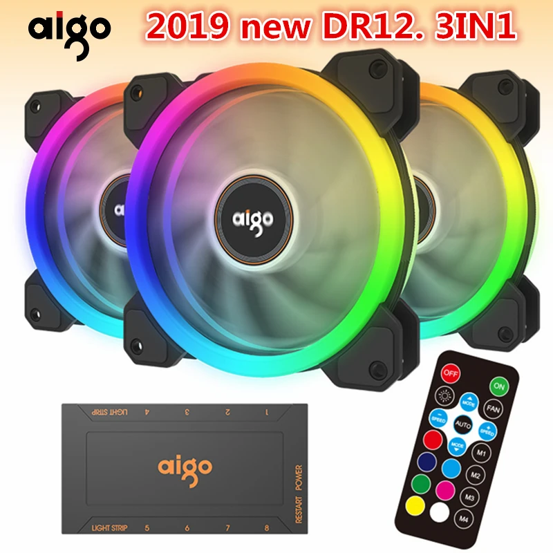 Aigo 2019 Новый DR12 компьютерный корпус ПК охлаждающий вентилятор RGB отрегулировать