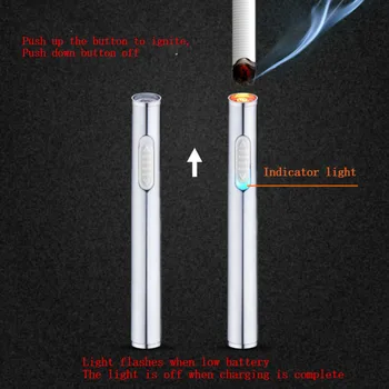 

New Mini Thin USB Charge Lighter Metal Rechargeable Electronic Lighter Portable Cigarette Lighter Encendedor Cigar Fire Smoker