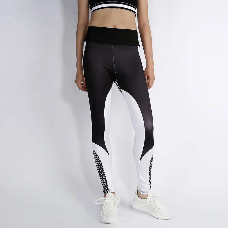 SALSPOR, модные женские штаны для йоги, геометрические соты, цифровая печать, леггинсы, высокая талия, дышащие, спортивные Леггинсы