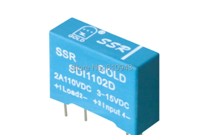 

SDI1102D DC to DC 2A SSR input 3-15v or 15-28v output12-110V Freeshipping PCB small solid state relay single-in-line