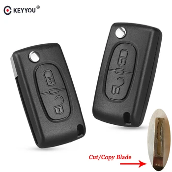 

KEYYOU Key Remote Key Case Shell Fob For Peugeot 307 308 107 207 307S 407 607 Cutting Service VA2/HU83 2 Buttons CE0523/CE0536