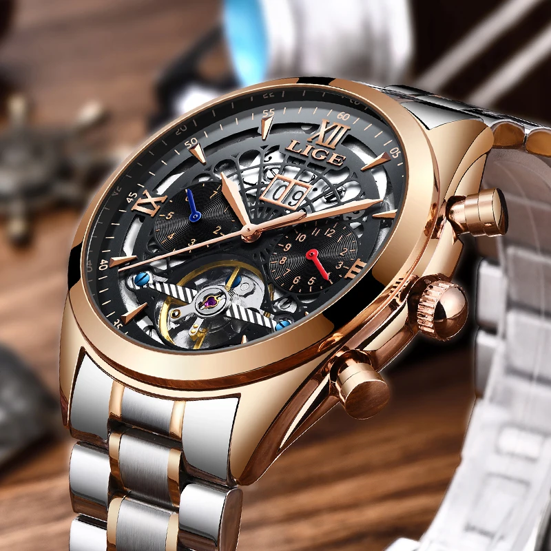 Mechanical Watch LIGE Top Brand Luxury Male Automatic Watch Men Casual Leather Military Waterproof Sport Watch Relogio Masculino Mechanical Watch LIGE Top Brand Luxury Male Automatic Watch Men Casual Leather Military Waterproof Sport Watch Relogio Masculino