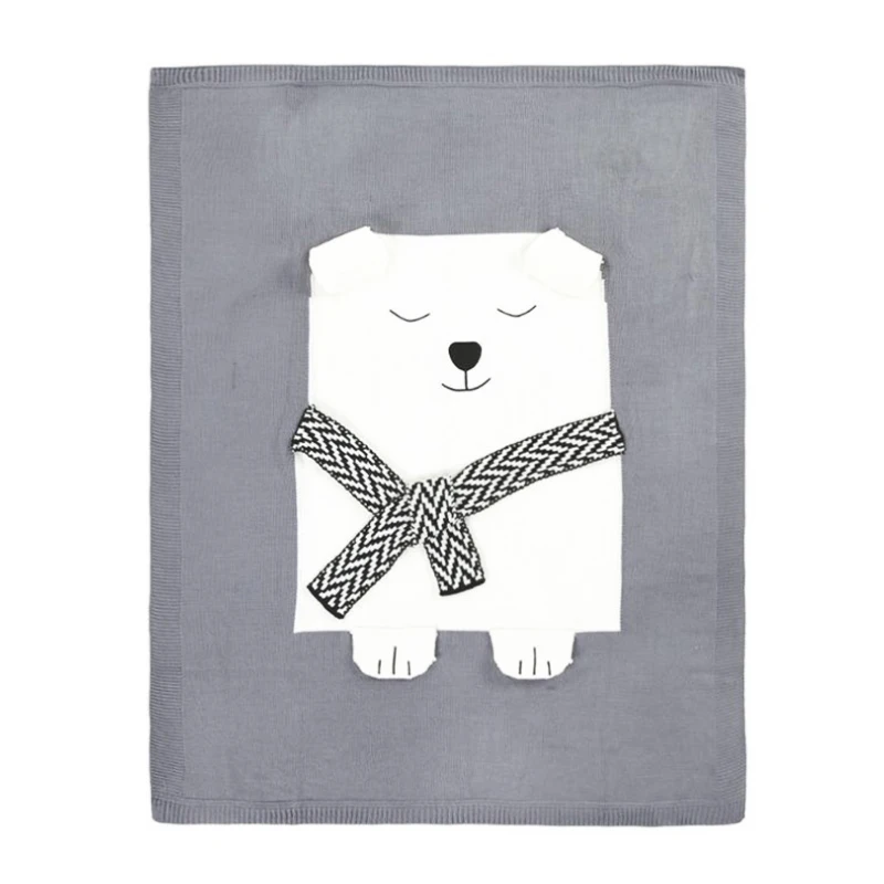 Новое детское одеяло с рисунком лисы, Пеленальное полотенце для новорожденных, банное полотенце, детское мягкое теплое шерстяное одеяло для сна, Пеленальное постельное белье, пляжное полотенце s - Цвет: Polar bear 3