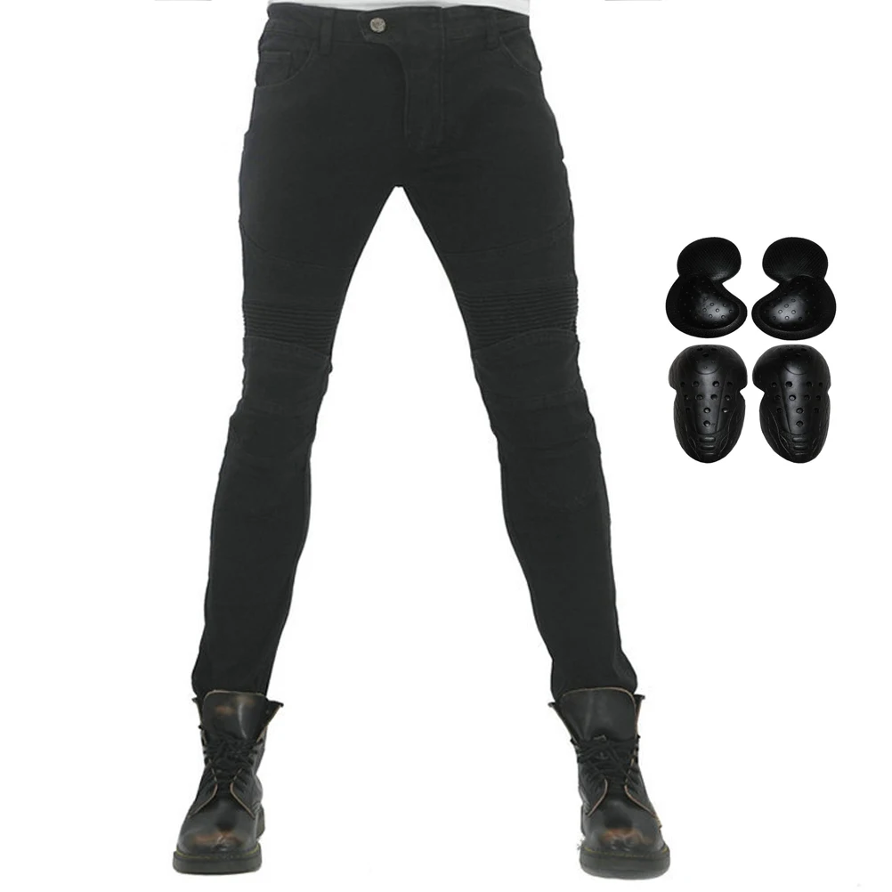 

Men Upgrade Motorcycle Riding Jeans Off Road Locomotive Racing Pantalon Protective Pants With 4 X CE Detachable Knee Hip Pads